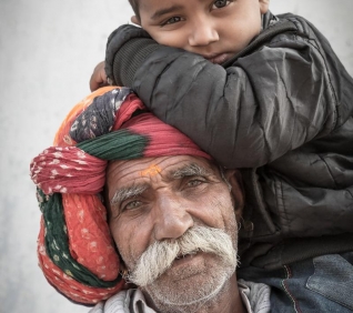 grandfather and grandson, Narlai, India.